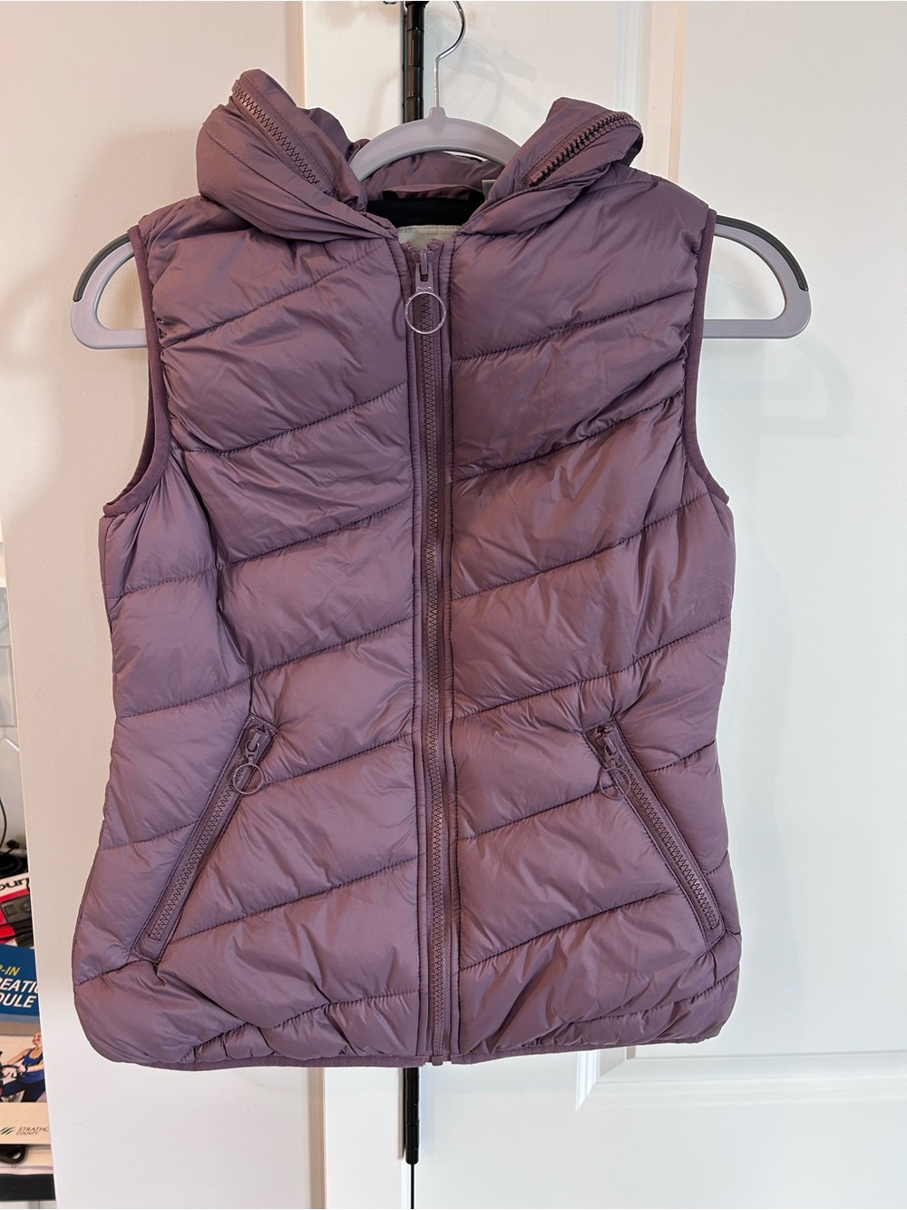 Bench Lavender Purple Quilted Hooded Puffer Vest Packable Hood Ring Pull Zipper